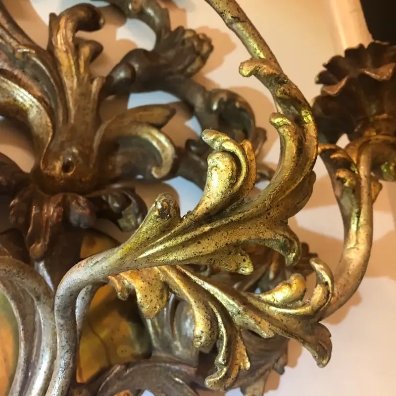 1990s Hand-Carved Wood Sconce Featuring Three Lights - 10