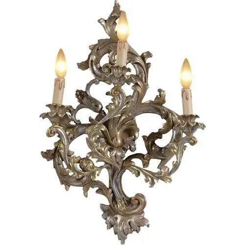 1990s Hand-Carved Wood Sconce Featuring Three Lights - 12