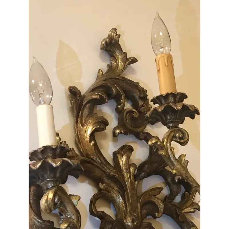 1990s Hand-Carved Wood Sconce Featuring Three Lights - 6