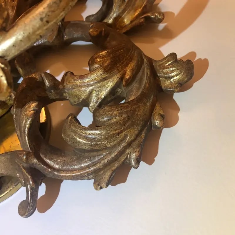 1990s Hand-Carved Wood Sconce Featuring Three Lights - 8