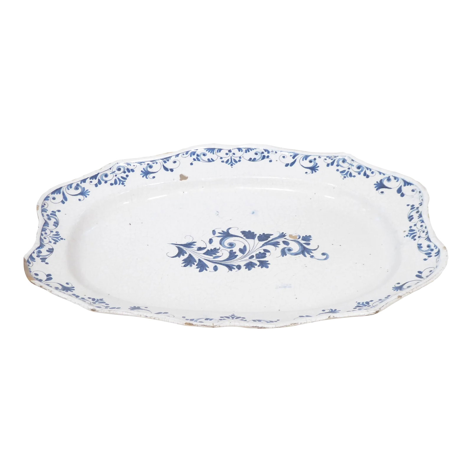 18th Century French White & Blue Faience Platter (1 of 5)