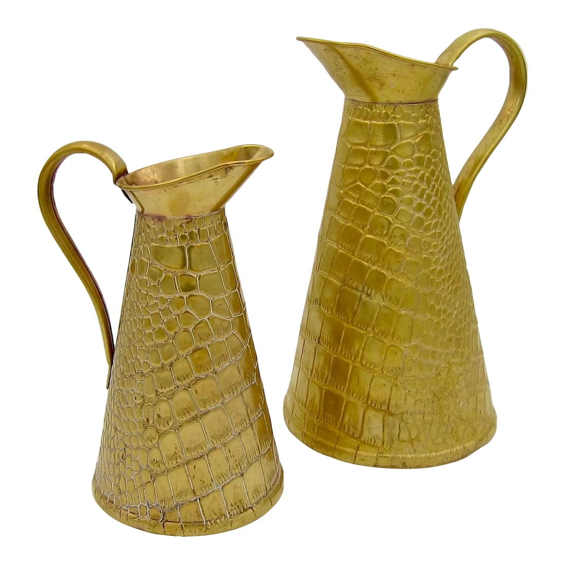 Two English Joseph Sankey Brass Lizard Skin Pitchers Circa 1920s (1 of 12)