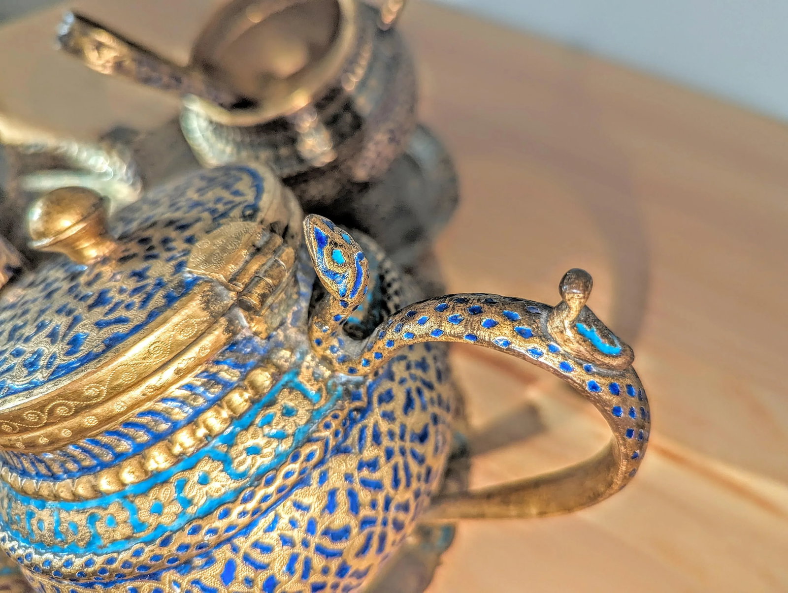 Mid 19th Century Kashmiri Tilted and Lacquered 5 Piece Coffee/Tea Service - 3