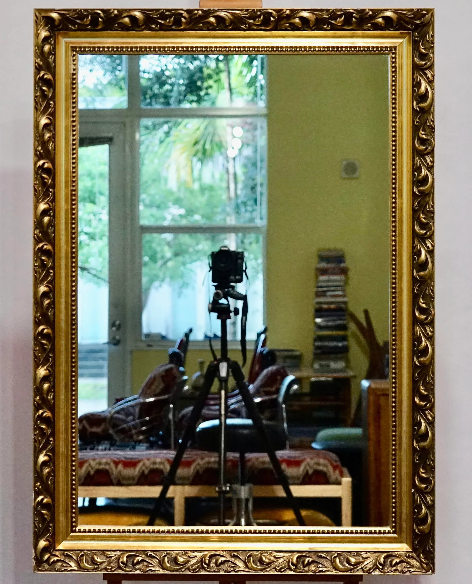 Late 20th Century Ornate Gold Wood Medallion Beveled Hanging Wall Mirror - 9
