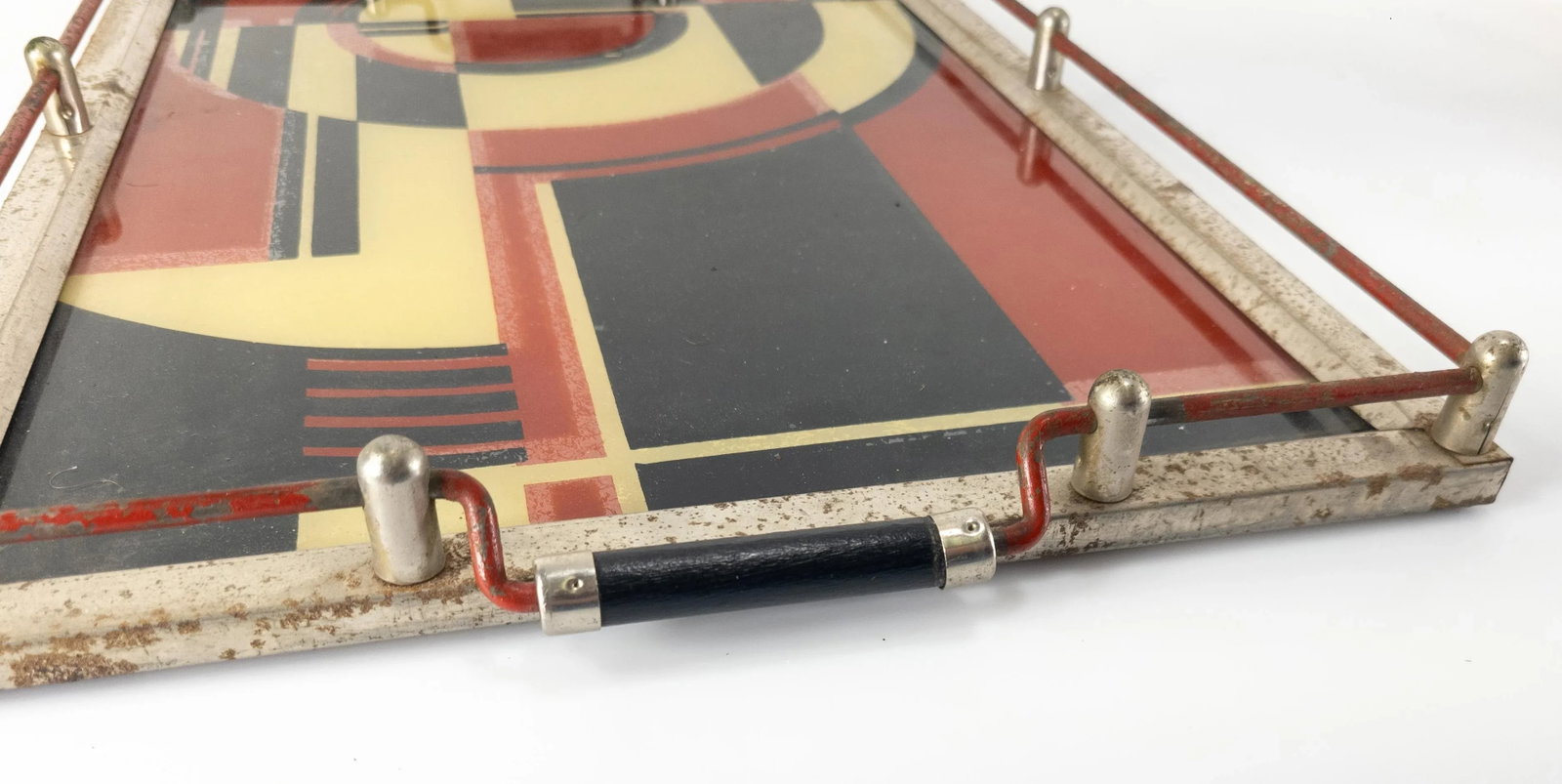 1930's Art Deco "The Jazz Tray" Modernism Reverse Painted Glass Cocktail Tray - 10