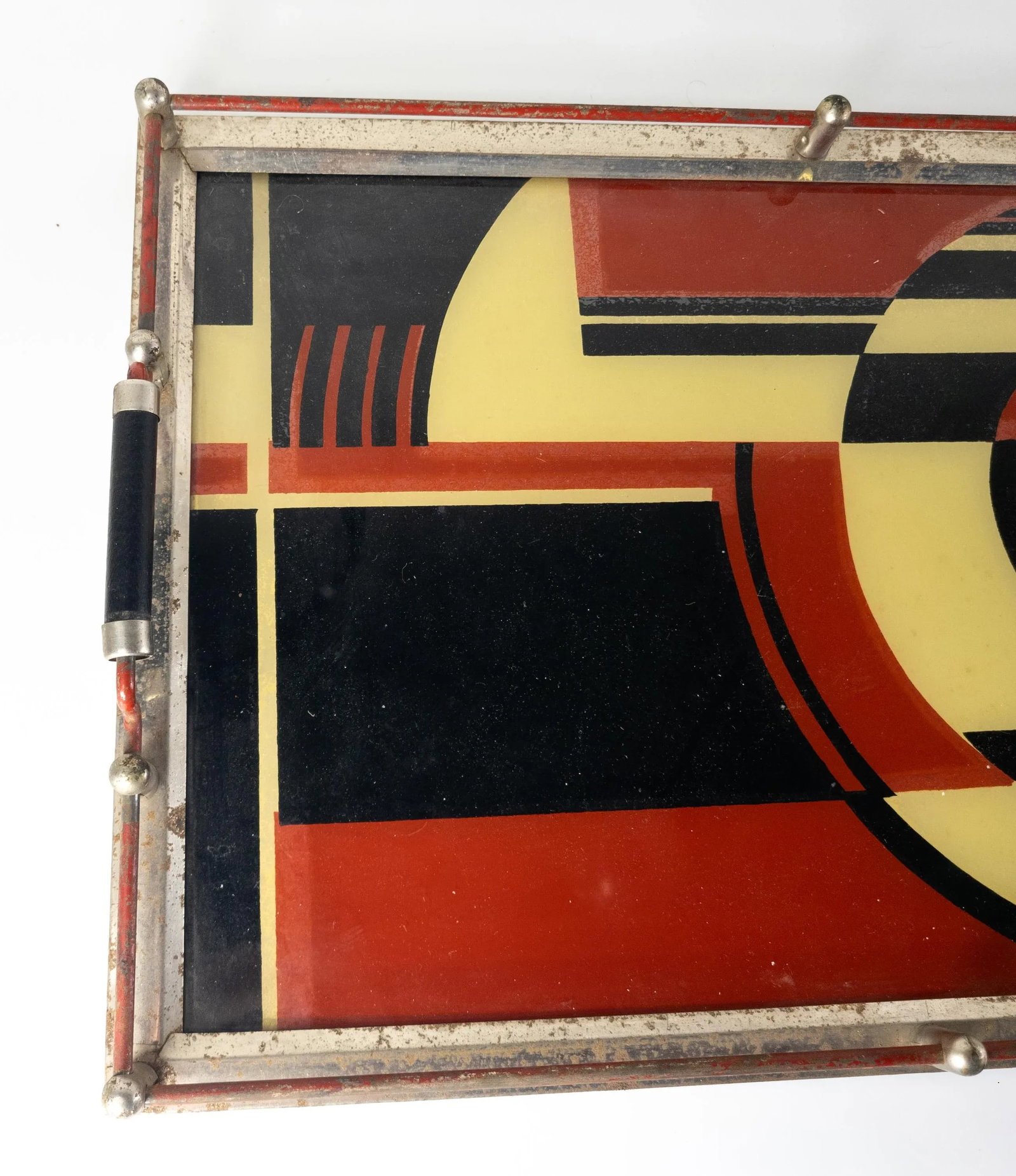 1930's Art Deco "The Jazz Tray" Modernism Reverse Painted Glass Cocktail Tray - 3