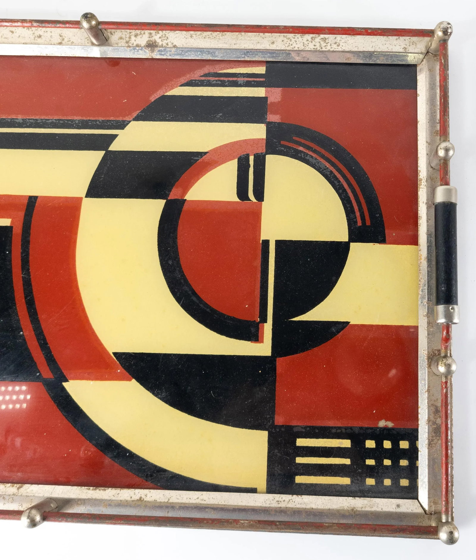 1930's Art Deco "The Jazz Tray" Modernism Reverse Painted Glass Cocktail Tray - 4