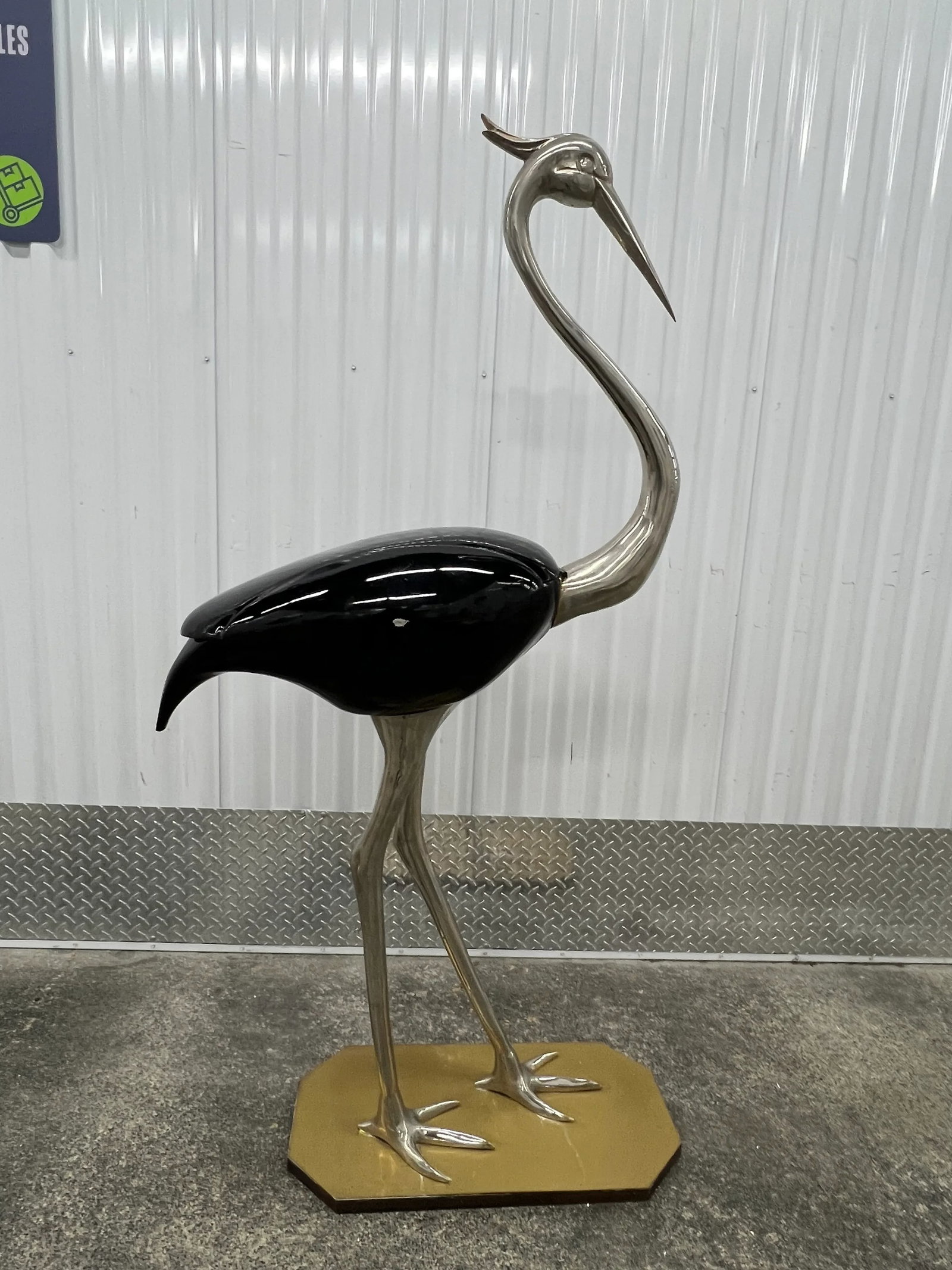 French 1970's Fondica Lacquer and Metal Bird With Storage Cabinet - 3