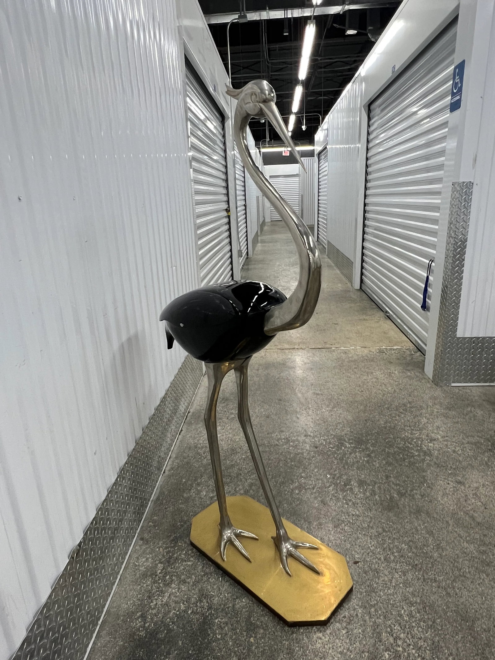 French 1970's Fondica Lacquer and Metal Bird With Storage Cabinet - 6