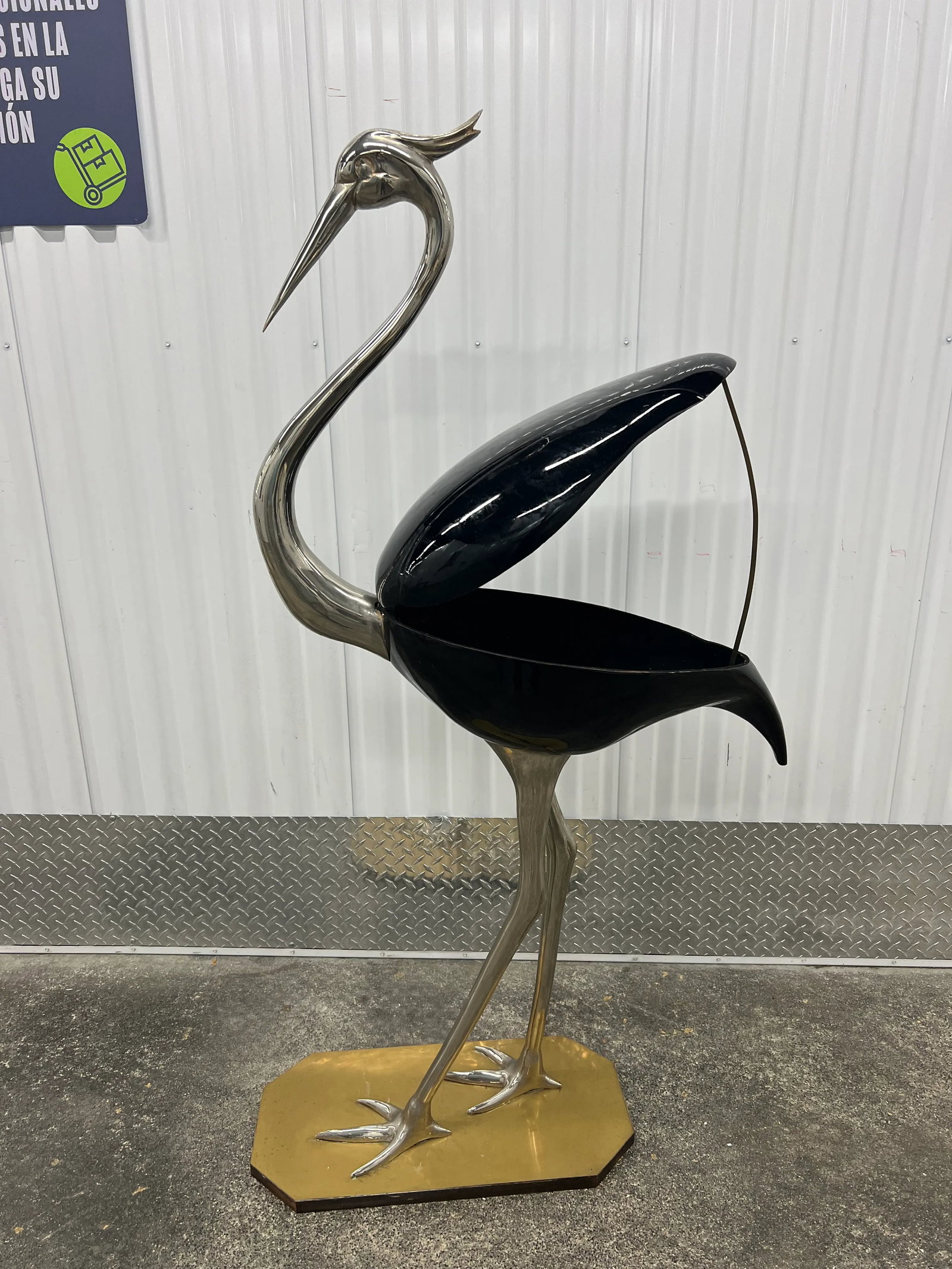 French 1970's Fondica Lacquer and Metal Bird With Storage Cabinet - 9