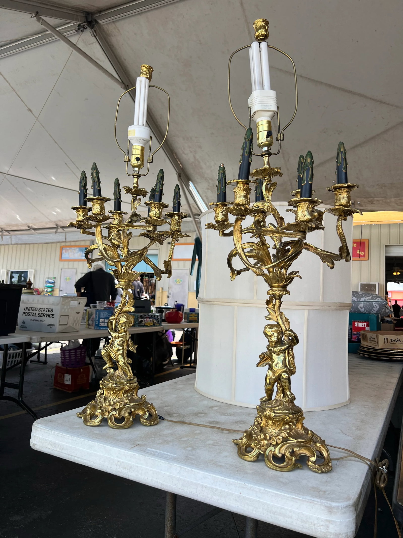 Pair of Mid 20th Century French Gilt Bronze Figural Candelabra - 3