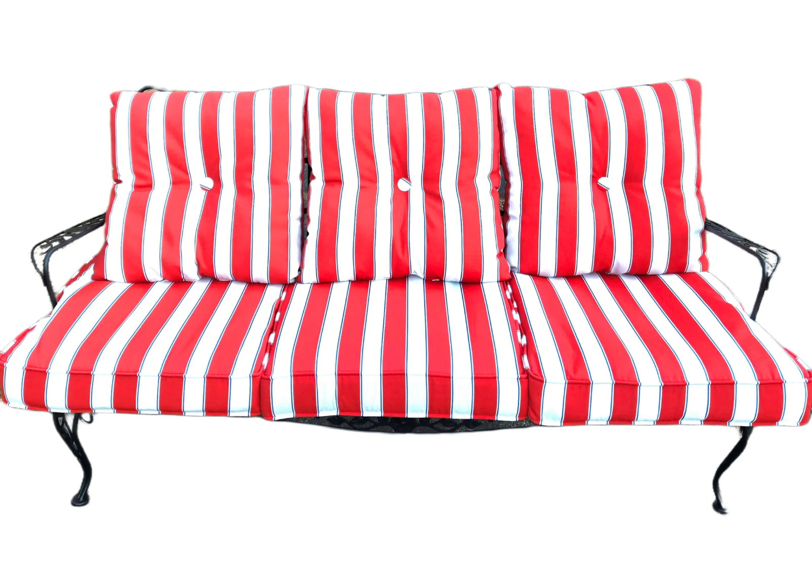 Vintage Wrought Iron Outdoor Patio Sofa & Chaise - 4