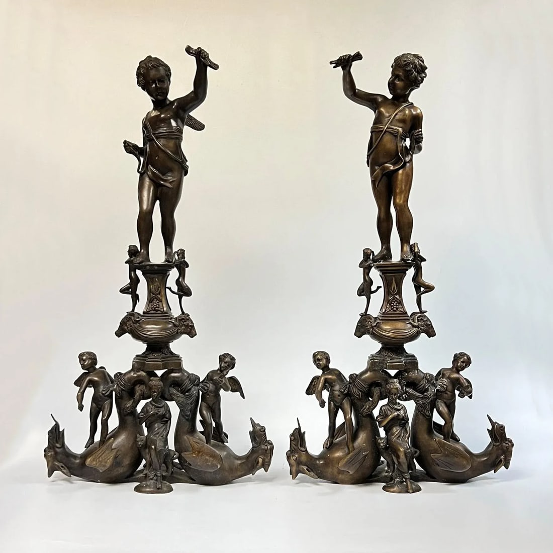 Italian Bronze Chenets in Renaissance Style - A Pair - 3