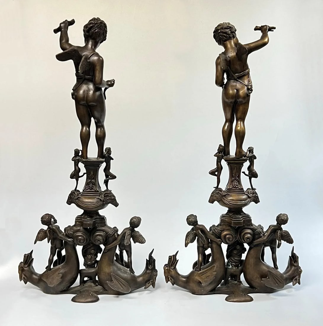 Italian Bronze Chenets in Renaissance Style - A Pair - 4