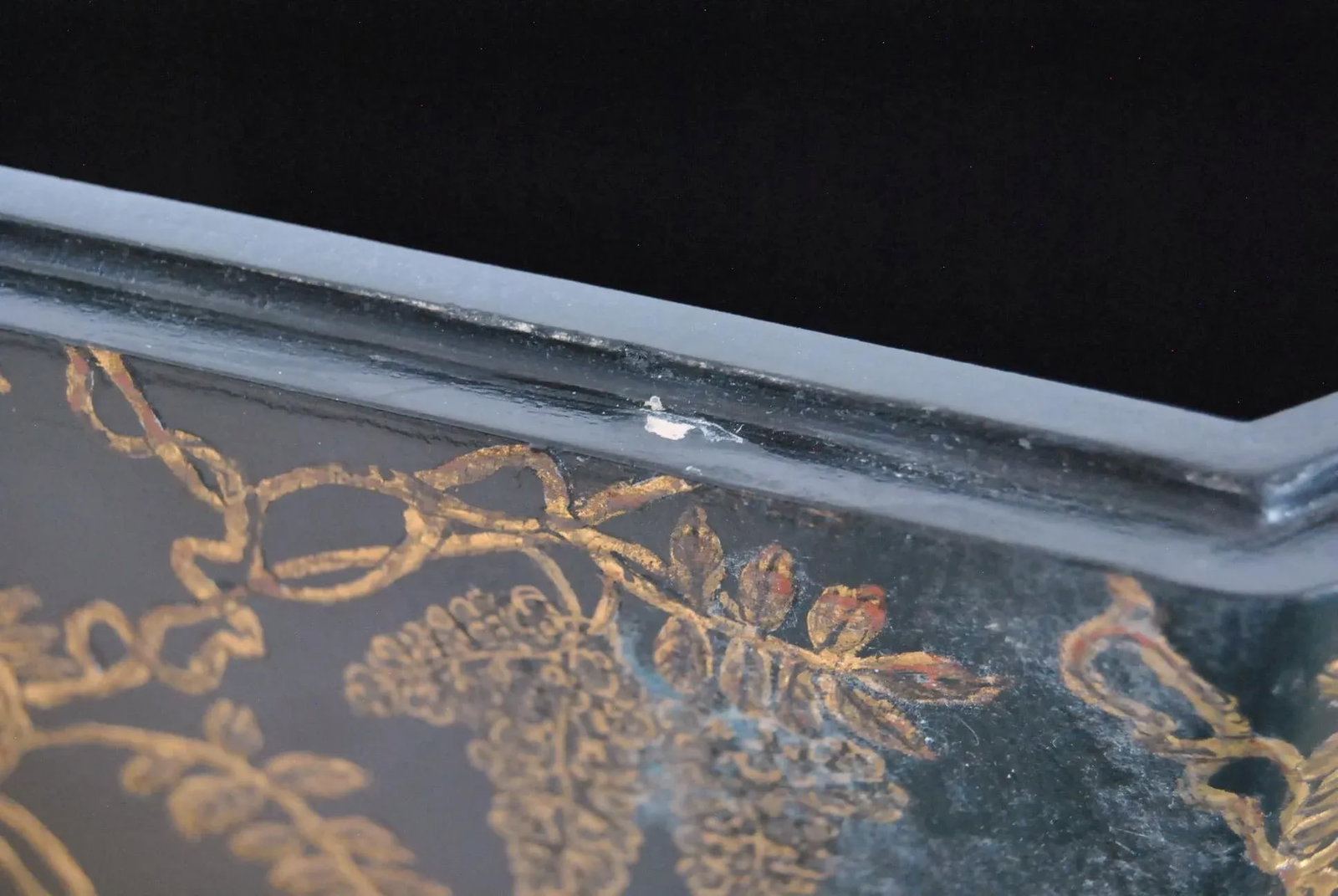 Ryukyu Okinawa Gild Lacquer Accessory Box Tebako With Fuji-Wisteria Flowers - 11
