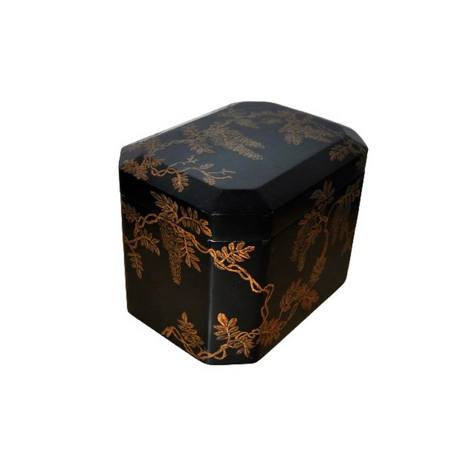 Ryukyu Okinawa Gild Lacquer Accessory Box Tebako With Fuji-Wisteria Flowers - 4