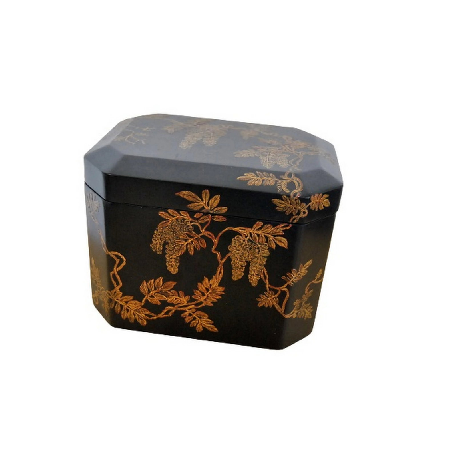 Ryukyu Okinawa Gild Lacquer Accessory Box Tebako With Fuji-Wisteria Flowers - 5