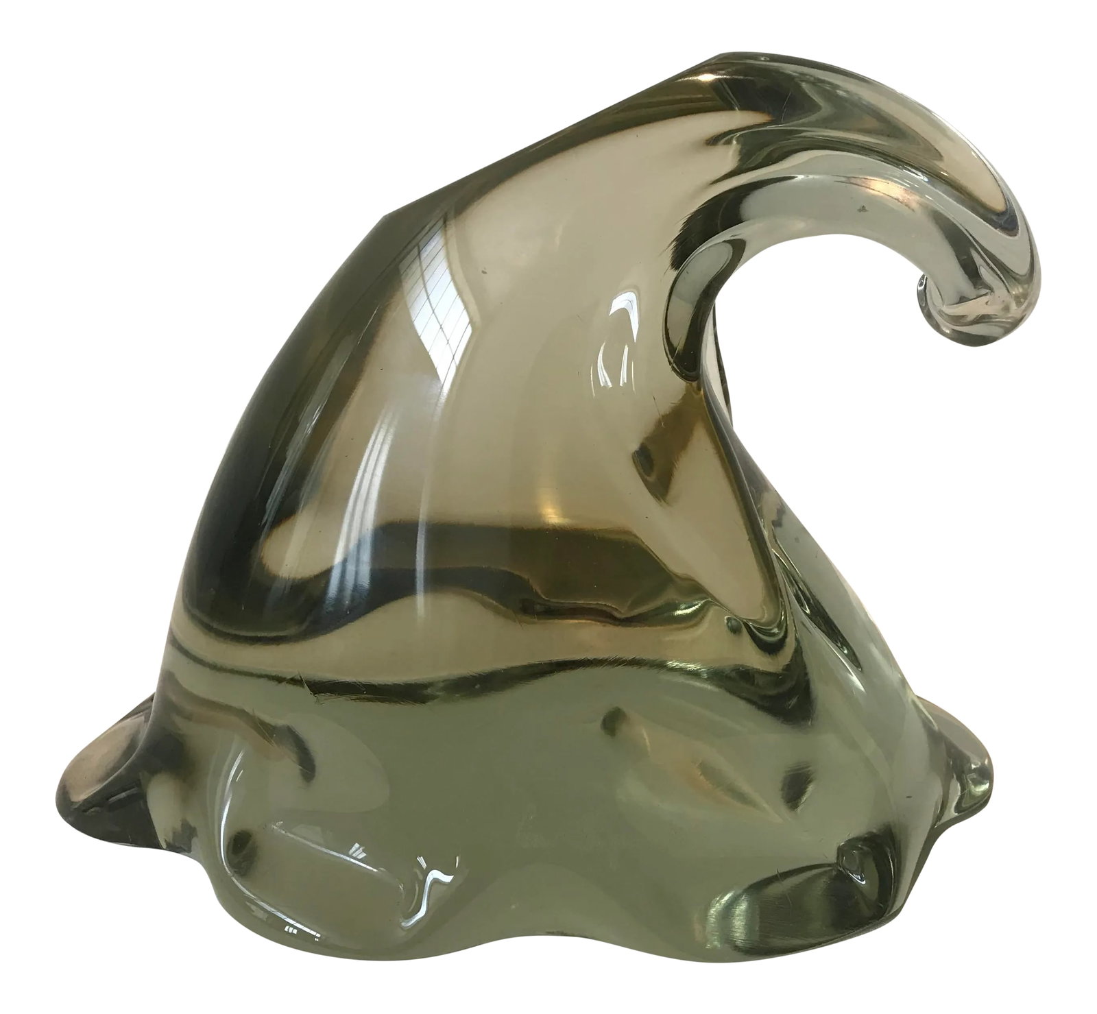 1980s Pino Signoretto Signed Murano Glass Sculpture: Incredible Pino Signoretto large glass sculpture, "wave in motion". Artist Bio: Pino Signoretto is a sculptor who manipulates glass with rare strength and skill. He was trained by the glass master