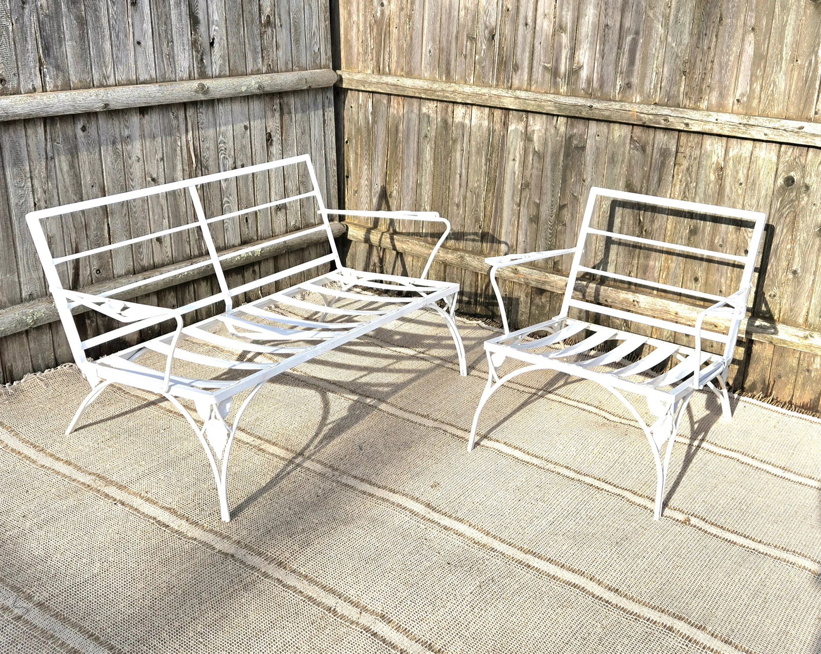 Vintage Wrought Iron Outdoor Patio Chairs - Set of 2 - 3