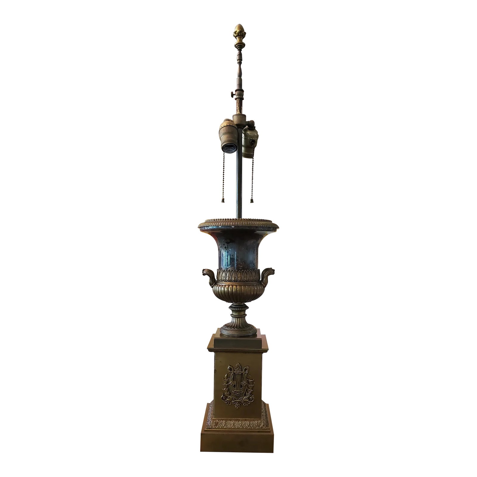Antique Blue John Style Derbyshire Empire Lamp: A very rare and unusual antique lamp with faux blue john derbyshire insert ( all original design and construction from the period) . Having crisp sharp casting and detail much like French Napoleonic e