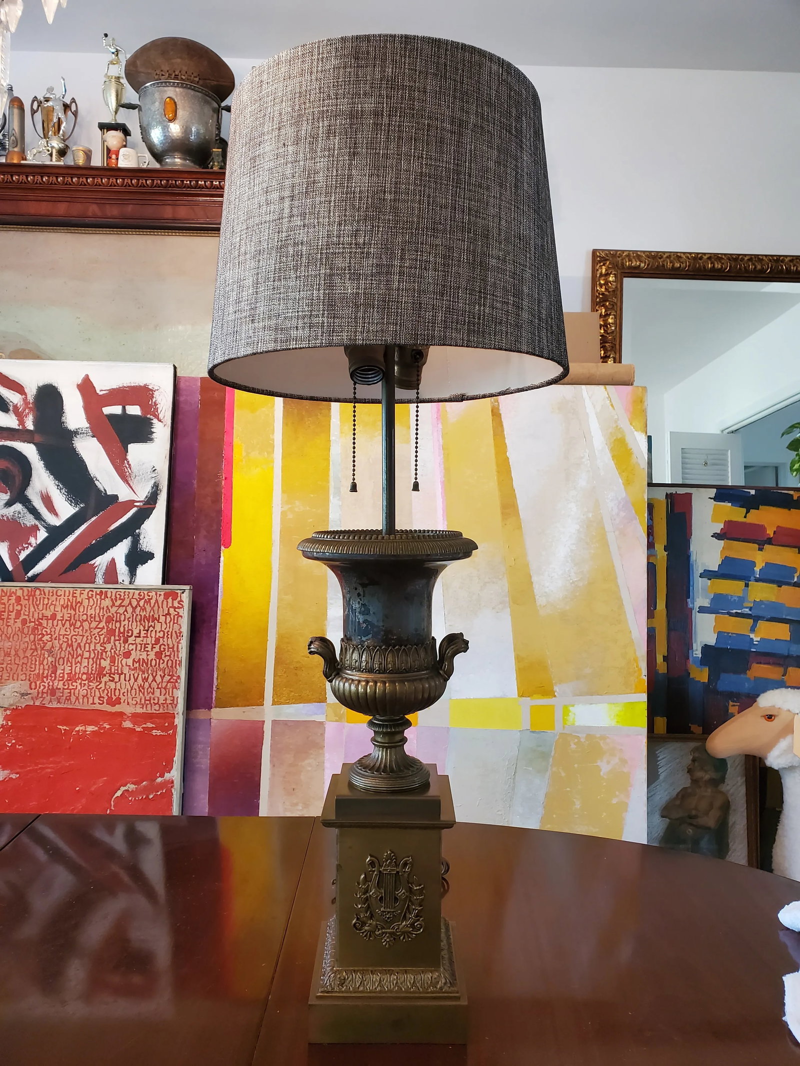 Antique Blue John Style Derbyshire Empire Lamp - 2
