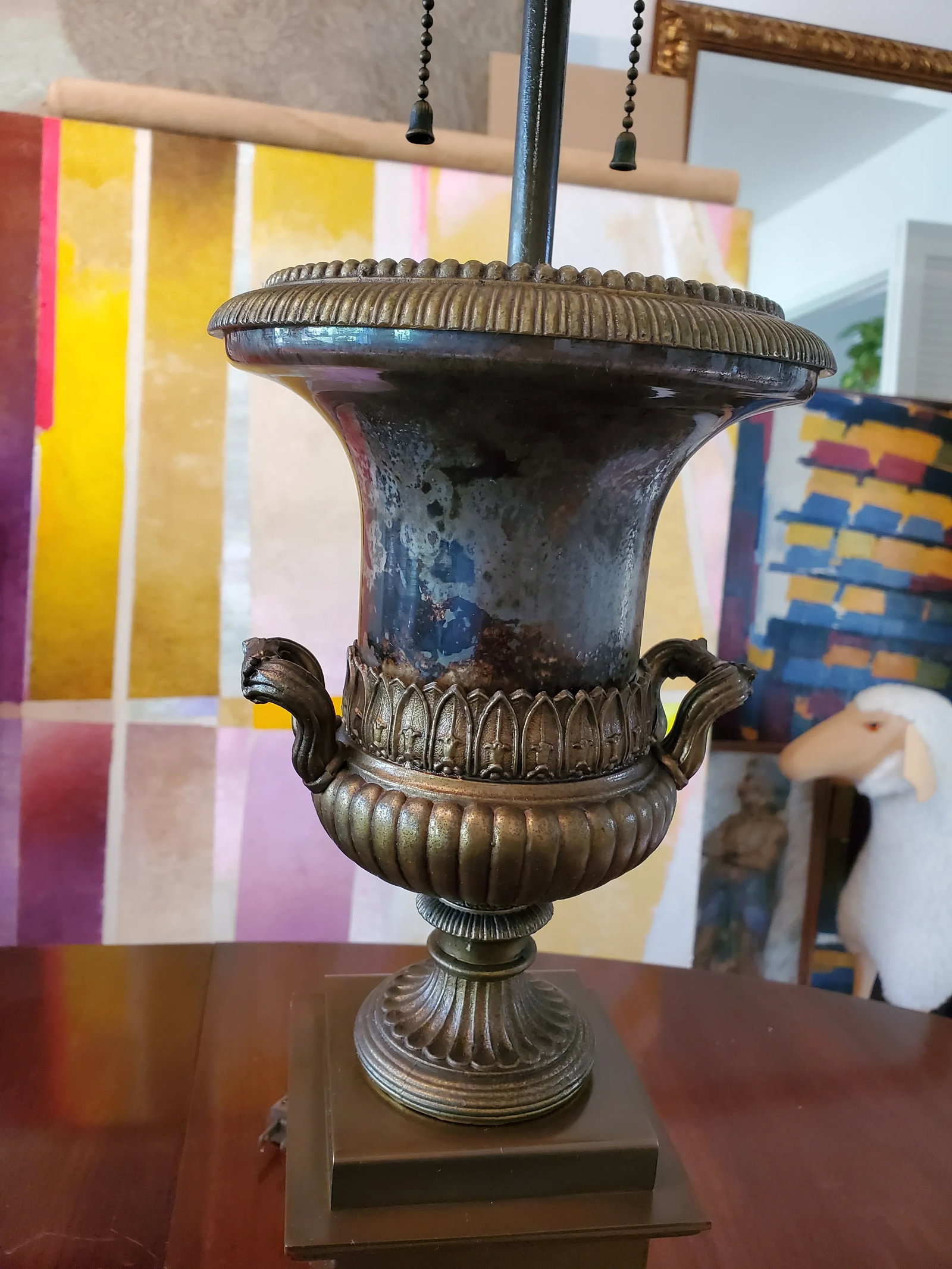 Antique Blue John Style Derbyshire Empire Lamp - 3