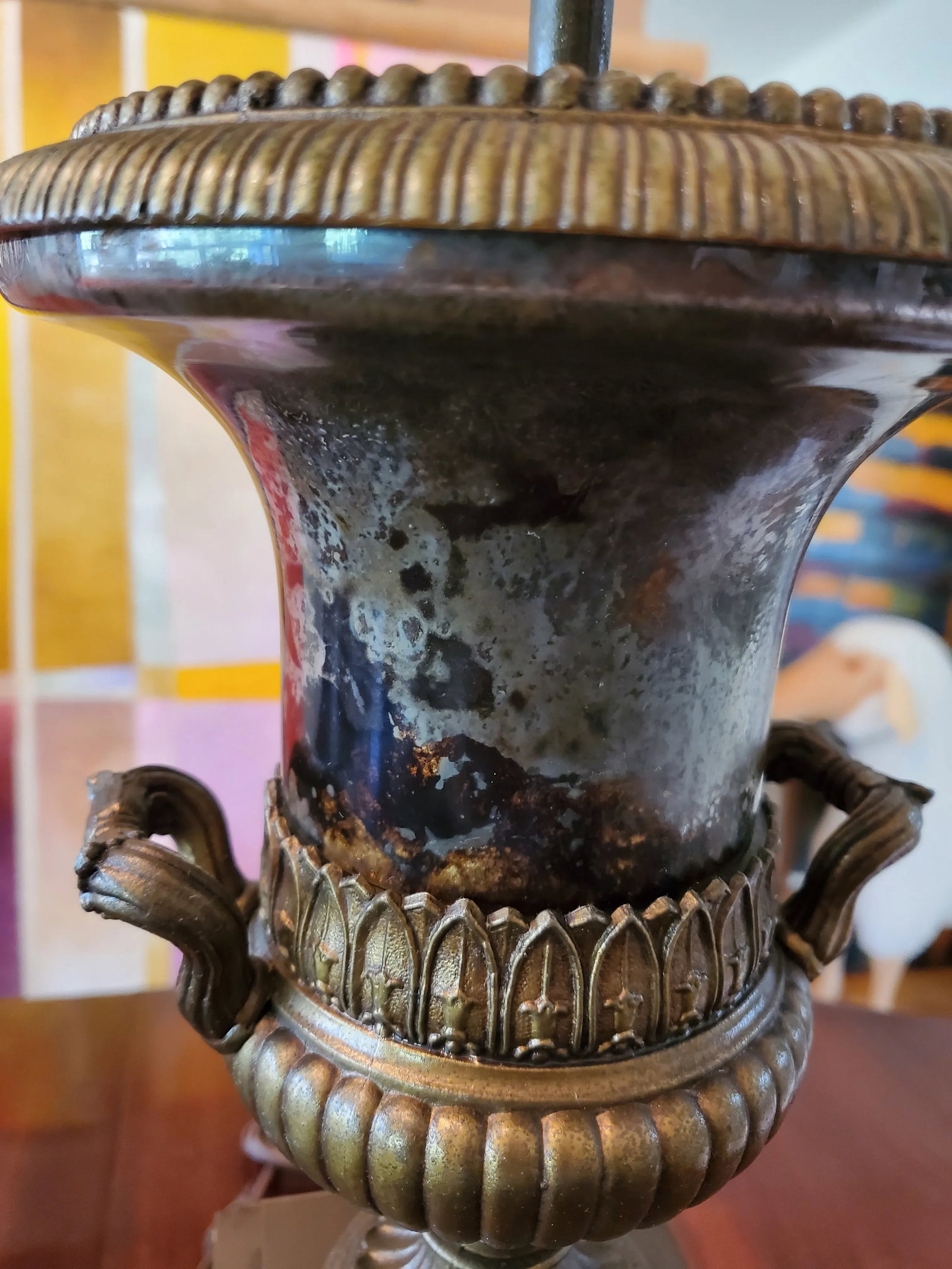 Antique Blue John Style Derbyshire Empire Lamp - 6