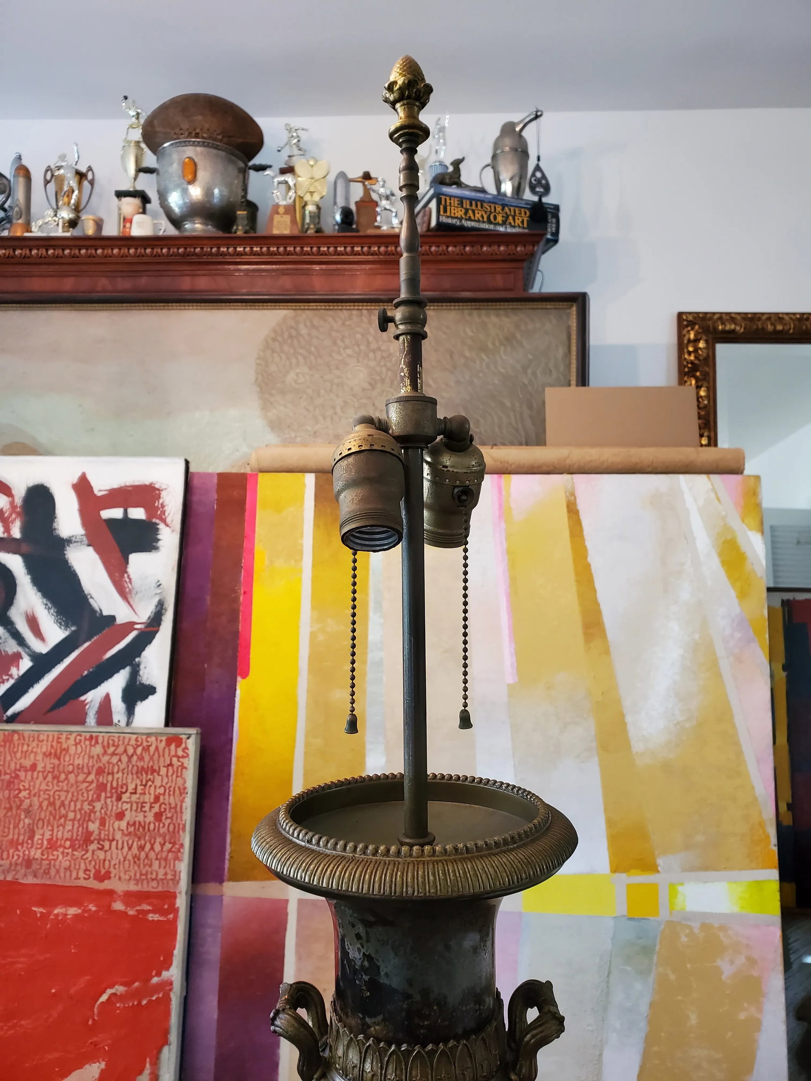 Antique Blue John Style Derbyshire Empire Lamp - 8