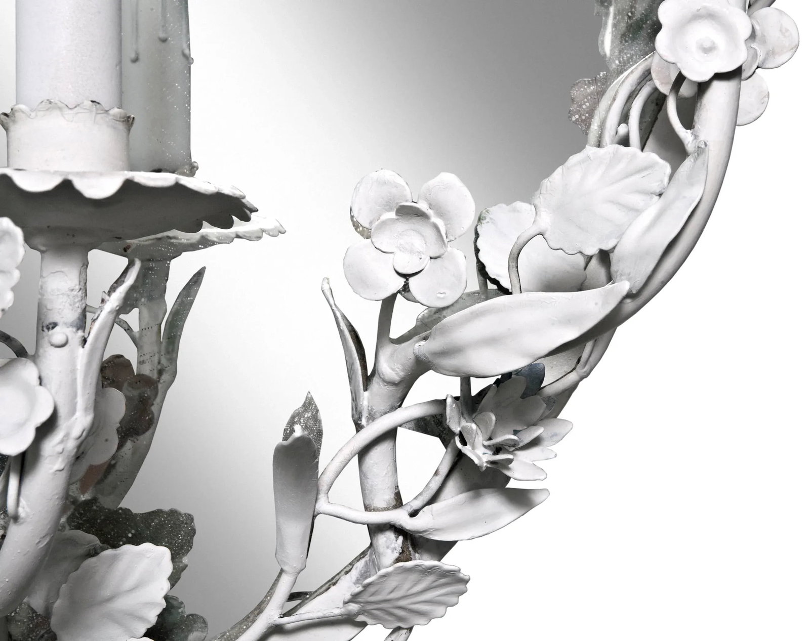 Mid 20th Century Italian Iron Floral Sconce Mirror - 5