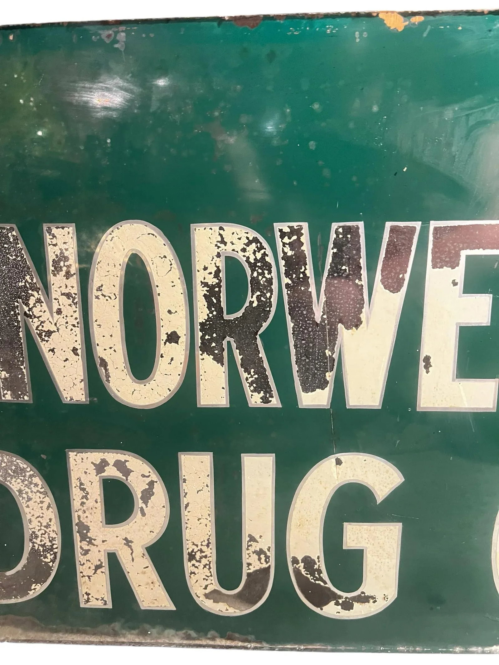 Vintage 1950's Drug Pharmacy Reverse Painted Glass Advertisement Sign for Norwell Drug Co. - 4