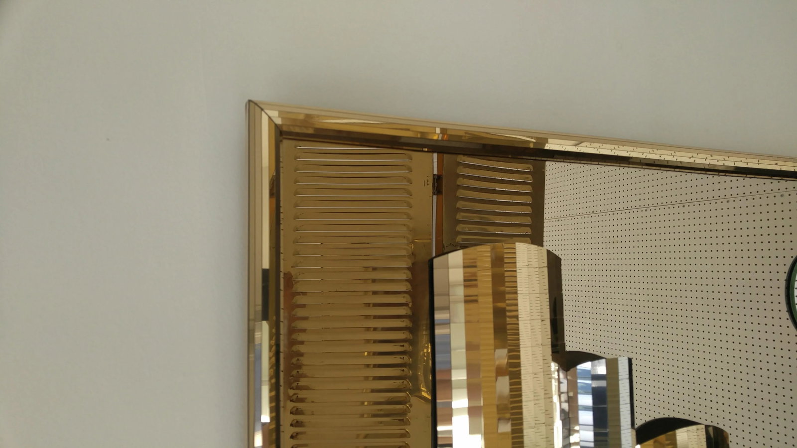 Brutalist Mid Century Mirror in Metal Brass - 3