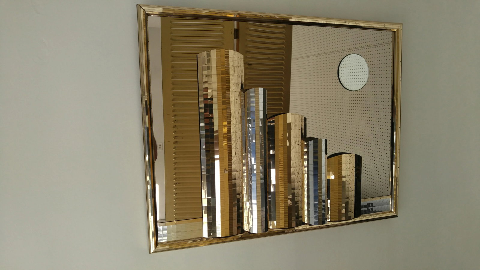 Brutalist Mid Century Mirror in Metal Brass - 7
