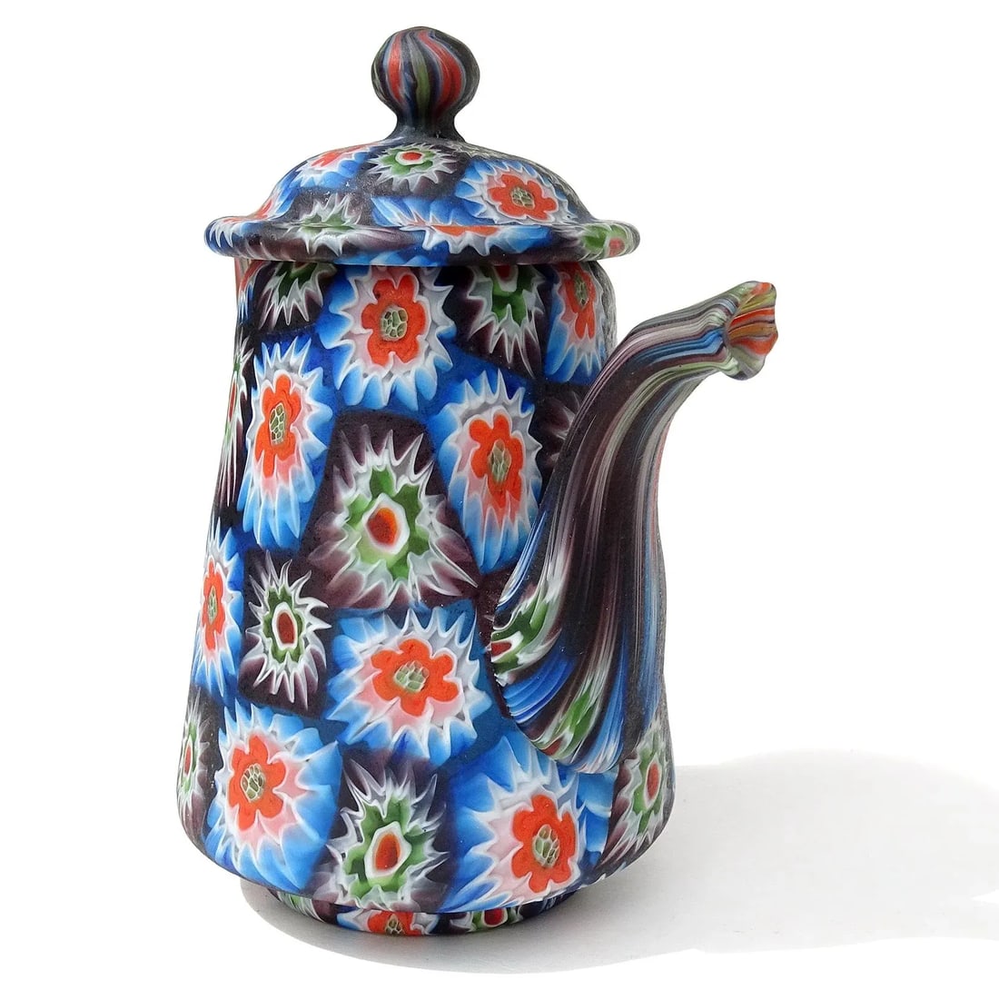 Antique Murano Fratelli Toso Millefiori Flower Mosaic Italian Art Glass Teapot Sugar Bowl Cup Saucer - 3