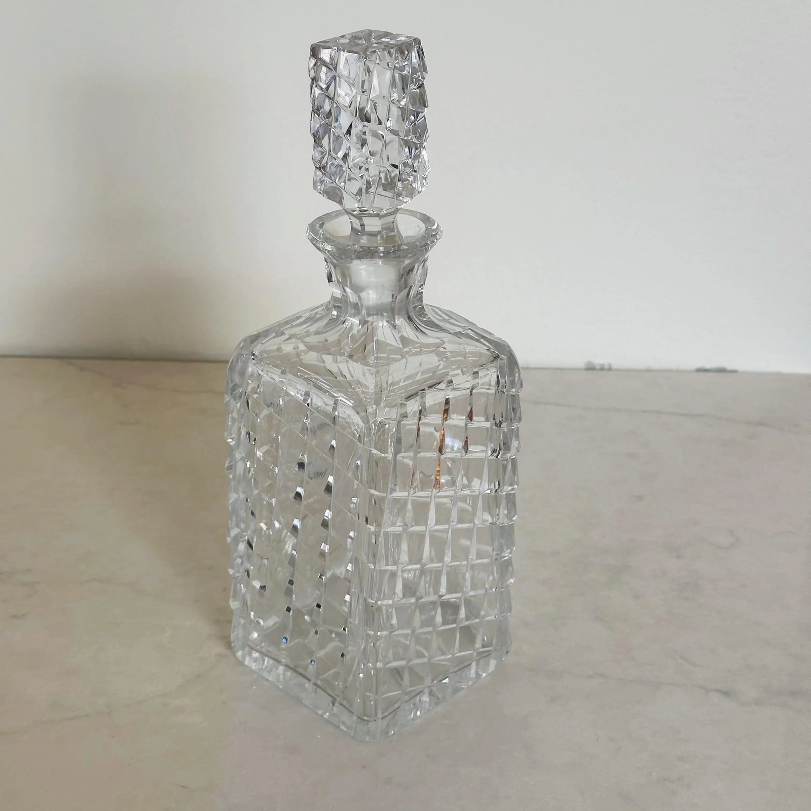 Antique Hand Cut Crystal Art Deco Decanters in Unique Trapezoid Pattern With Matching Stoppers, a Pa - 5
