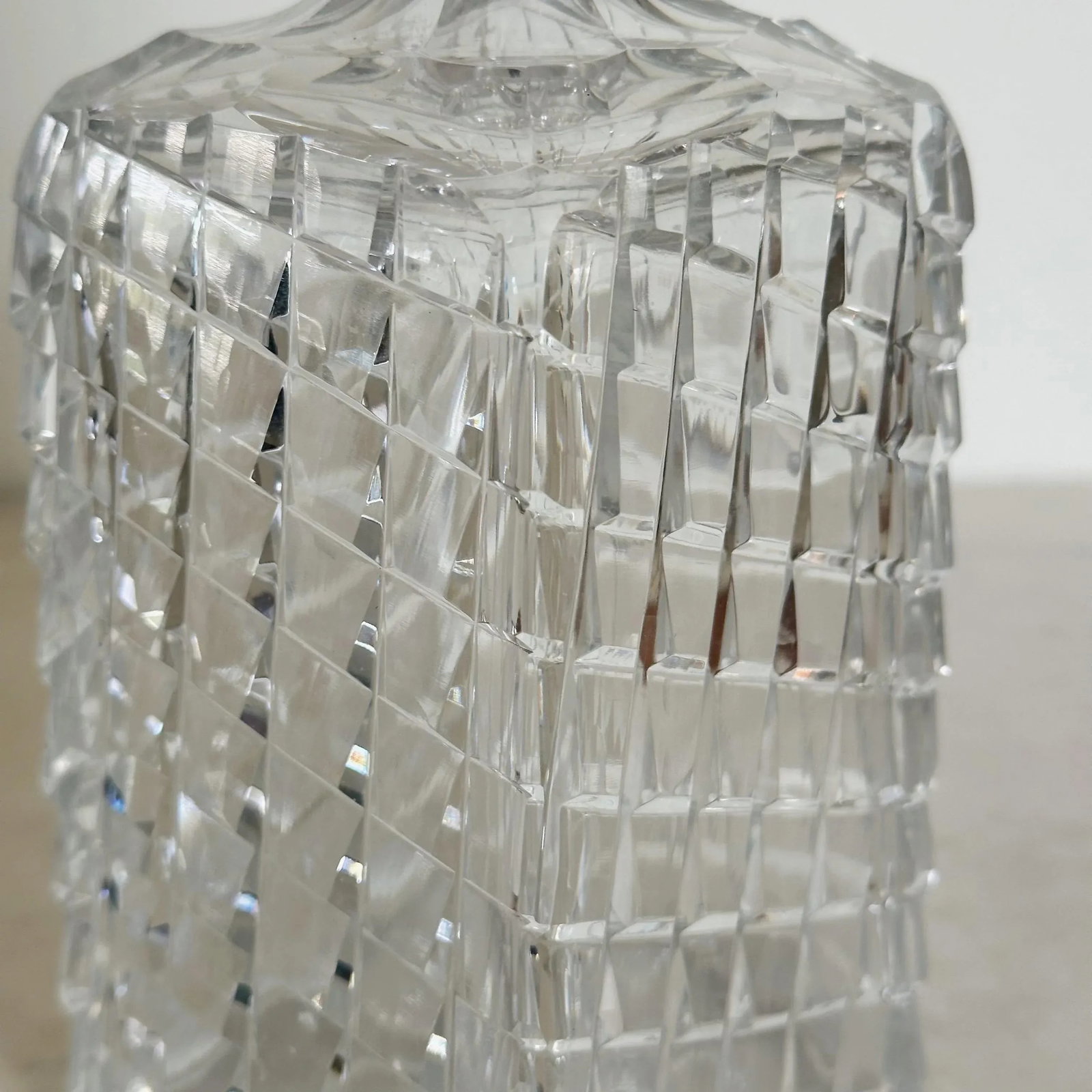 Antique Hand Cut Crystal Art Deco Decanters in Unique Trapezoid Pattern With Matching Stoppers, a Pa - 9