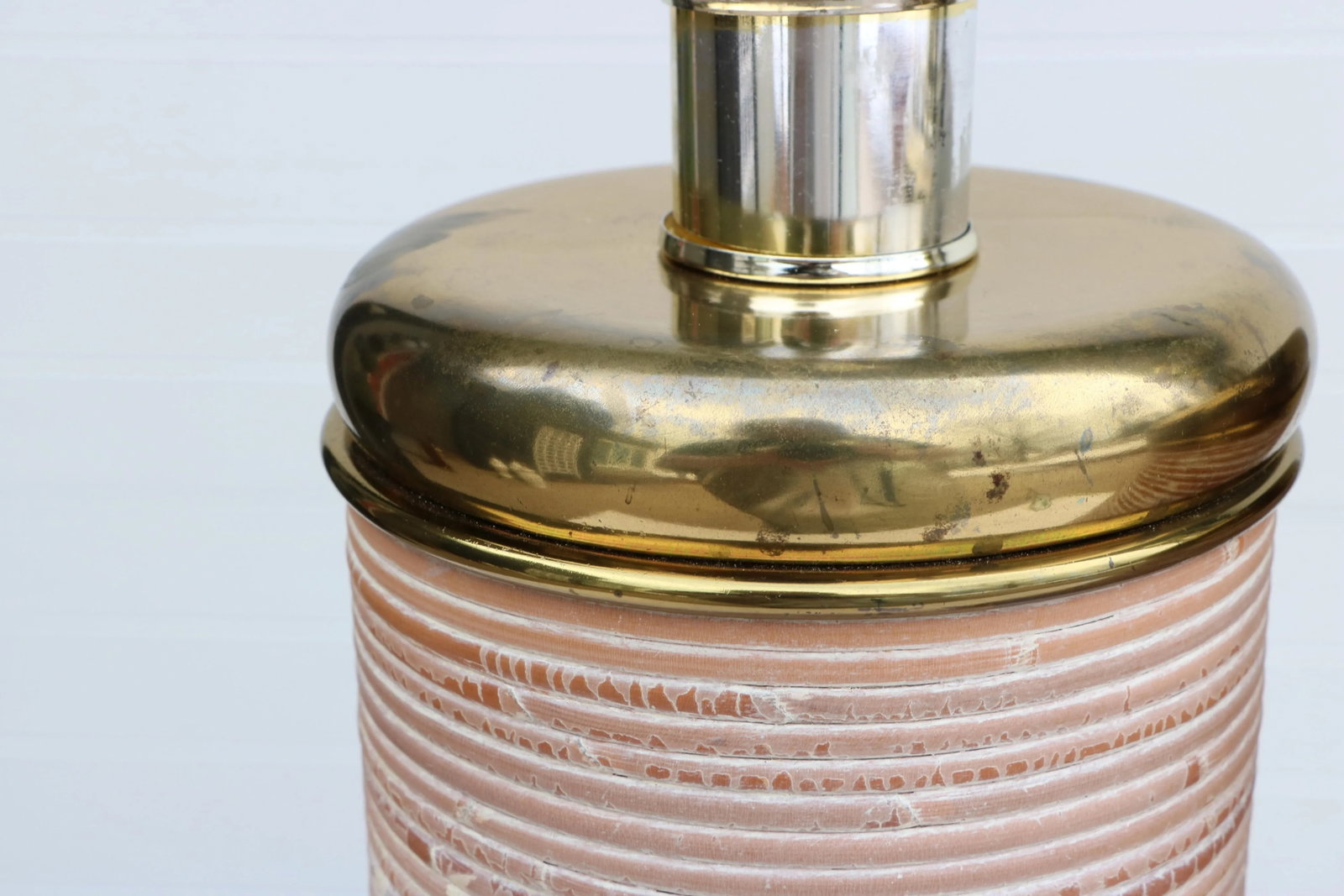 Cerused Reed & Brass Table Lamps - a Pair - 5
