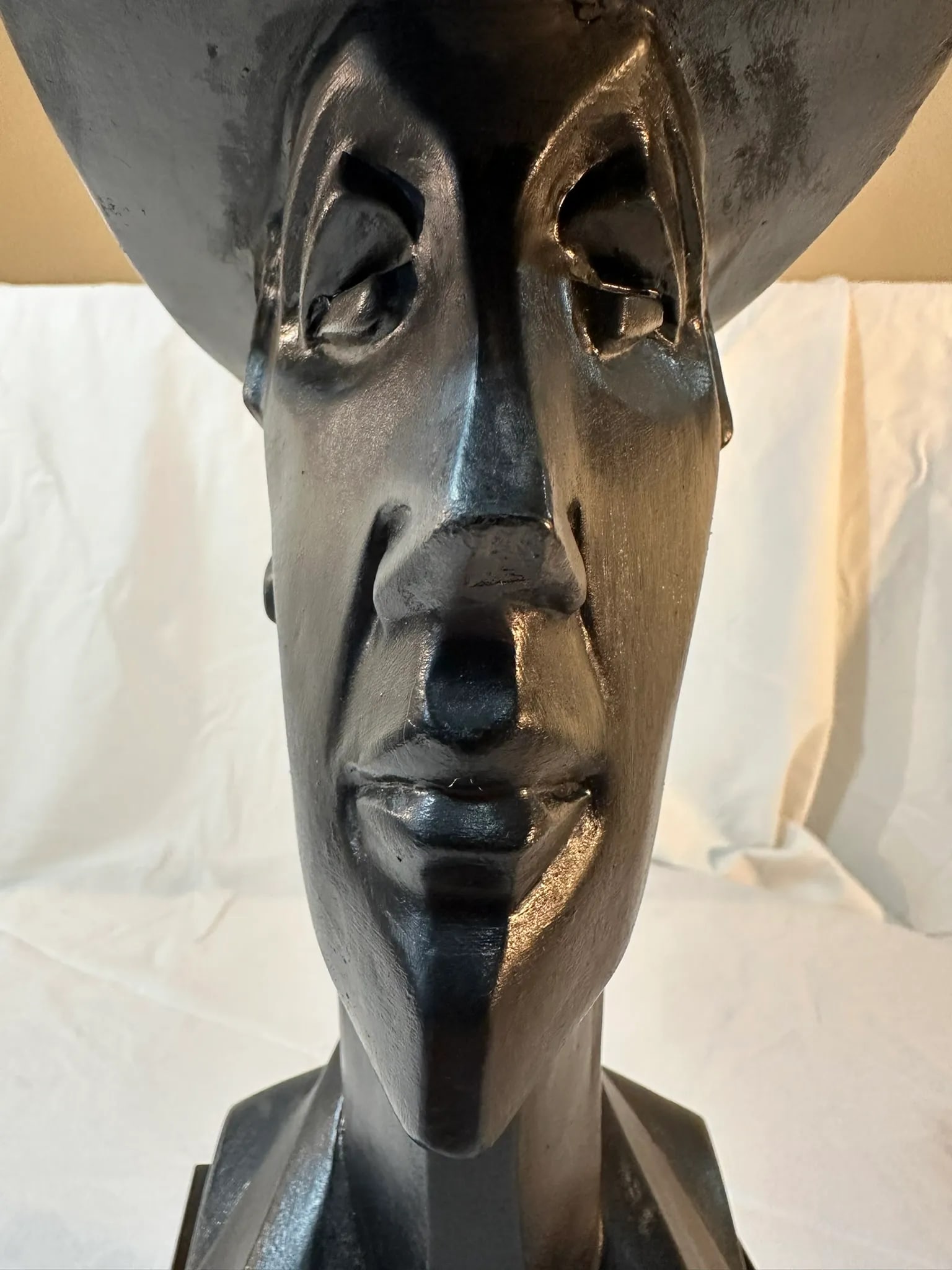 Pair 1980s Neo Deco Black Ceramic Man and Woman by David Fisher for Austin Productions - 9