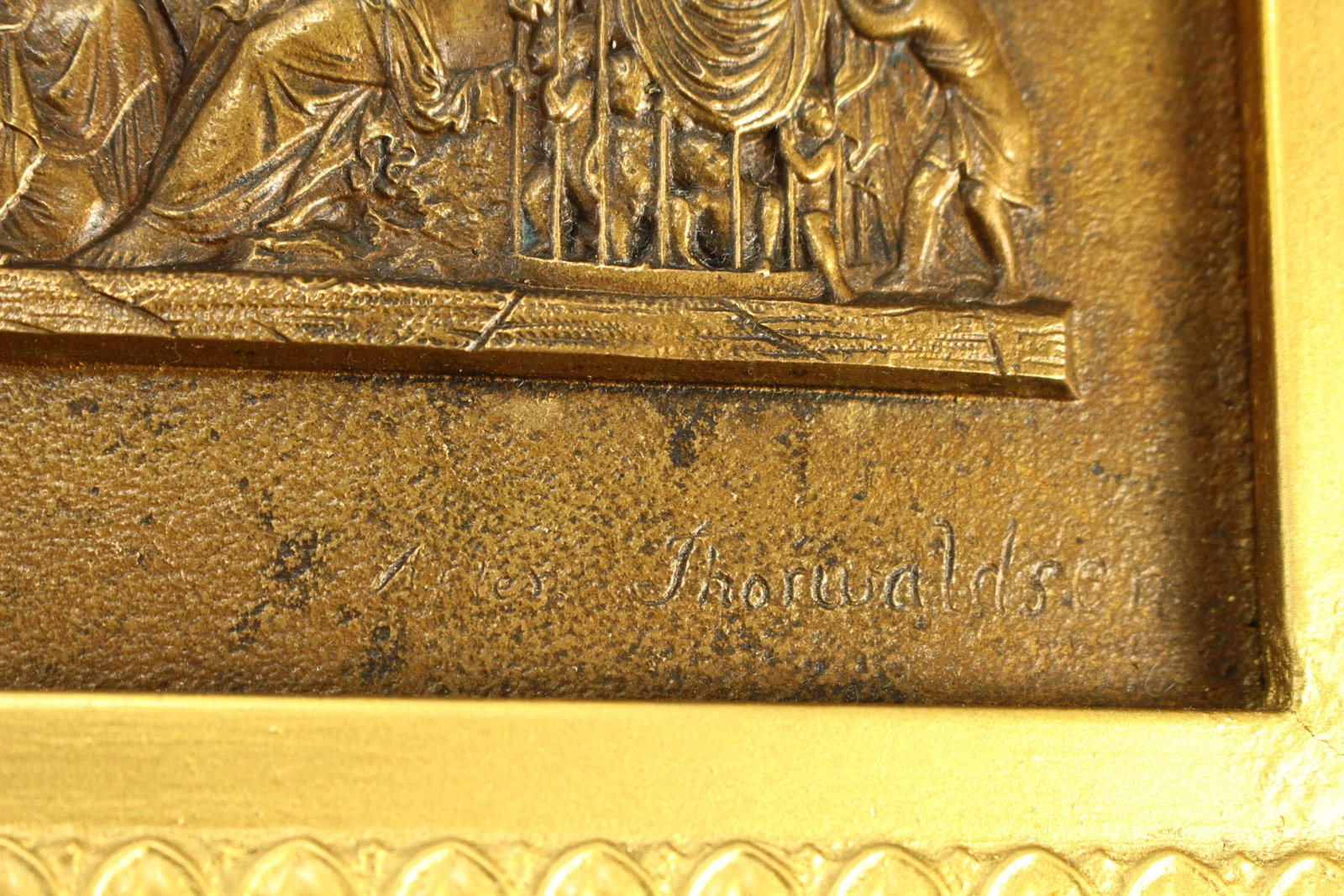 After Bertel Thorvaldsen (Danish, 1770-1844) Solid Bronze Plaque Neoclassical Scene "The Age of Love - 10