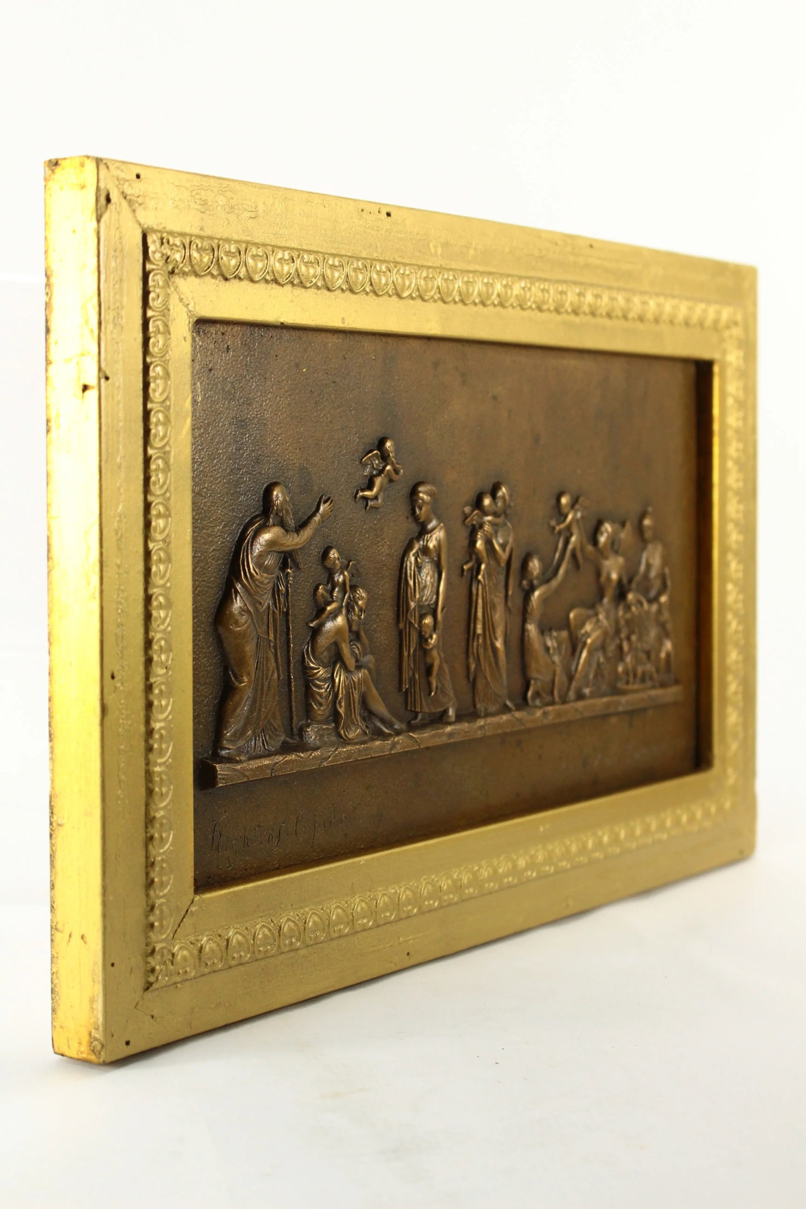 After Bertel Thorvaldsen (Danish, 1770-1844) Solid Bronze Plaque Neoclassical Scene "The Age of Love - 11