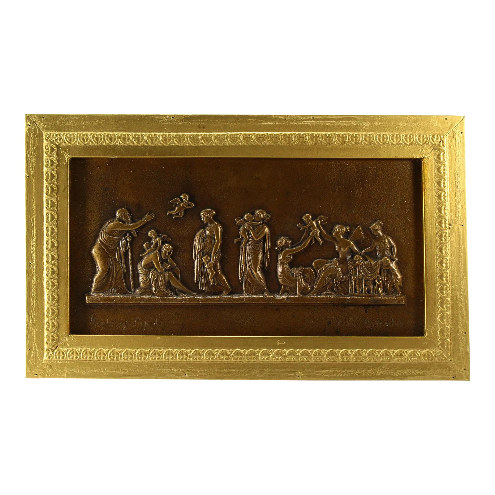 After Bertel Thorvaldsen (Danish, 1770-1844) Solid Bronze Plaque Neoclassical Scene "The Age of Love: A BEAUTIFUL solid bronze relief in Neo-Classical taste, cast after the original created by the world renown Danish sculptor Bertel Thorwalsen (1770-1844) The work is known as "The Age of Love" "In