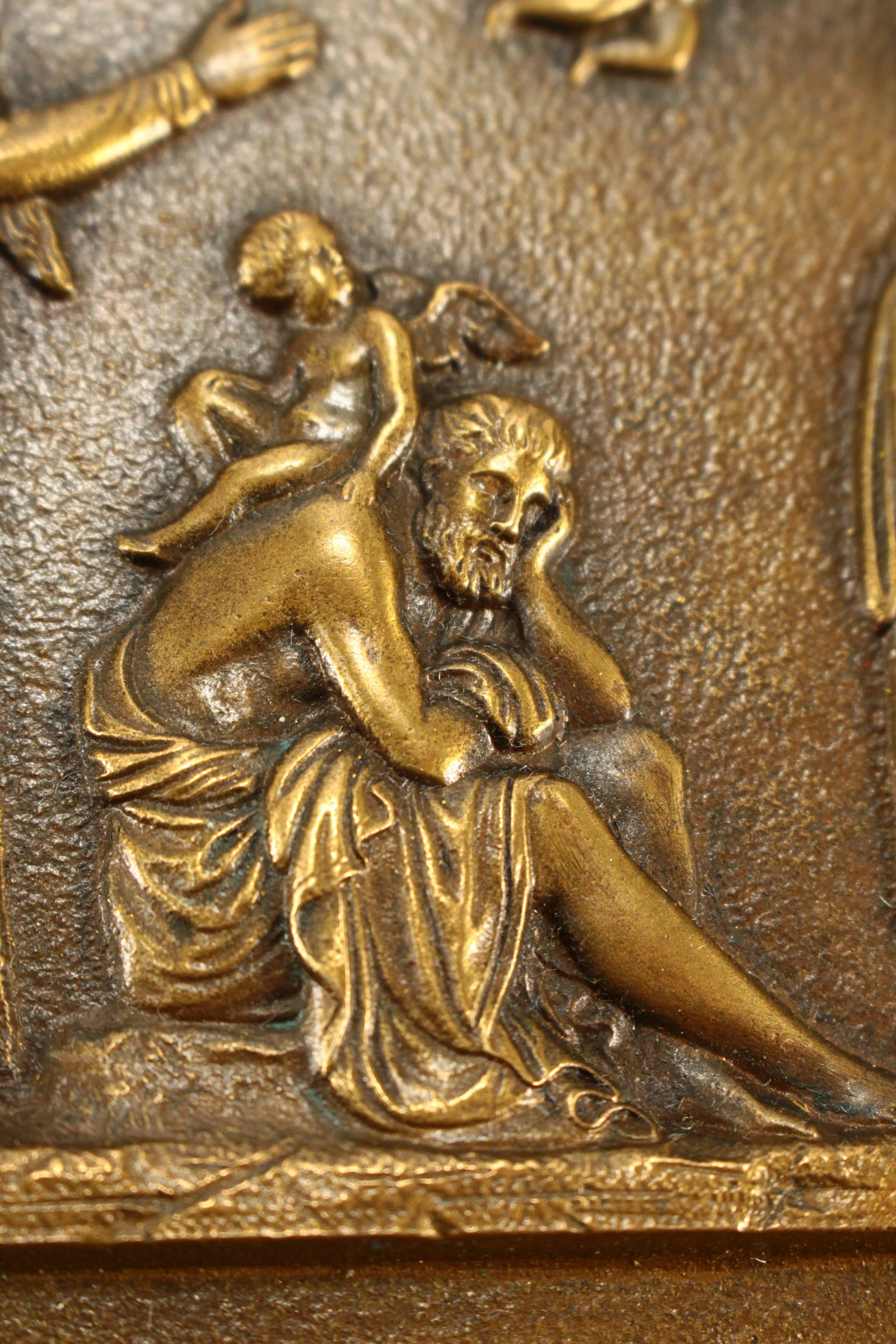 After Bertel Thorvaldsen (Danish, 1770-1844) Solid Bronze Plaque Neoclassical Scene "The Age of Love - 8