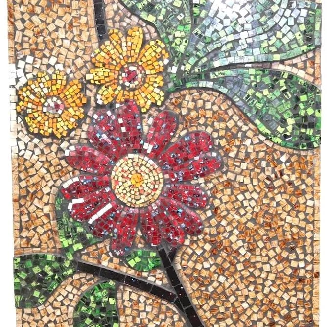 Large Vintage Glass Mosaic Wall Art - 3