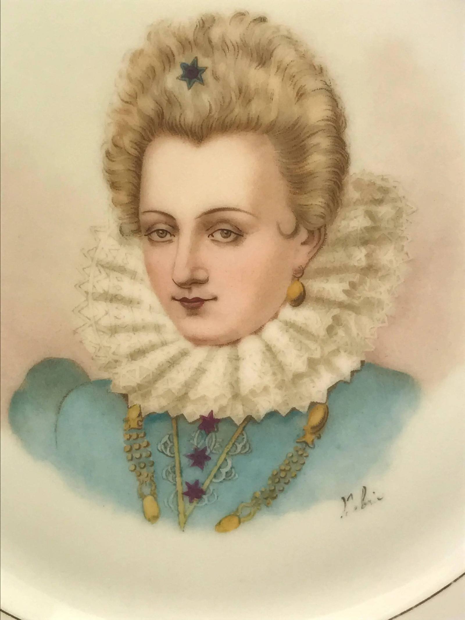 Antique Sevres France Portrait Plates, Hand-Painted Artist Signed - a Pair - 5