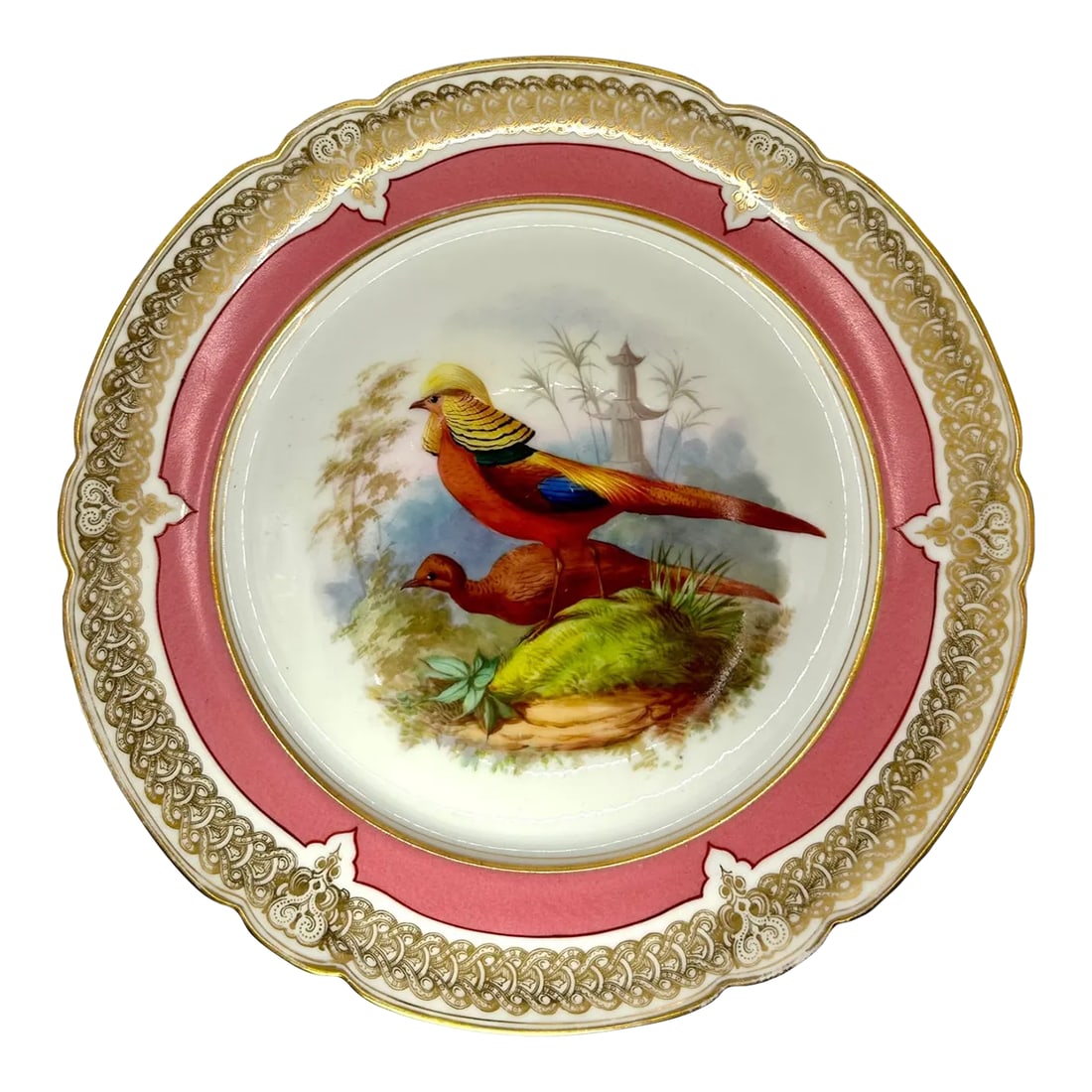 Antique Pink Paris Porcelain Birds of Paradise Compote/Cake Stand (1 of 7)