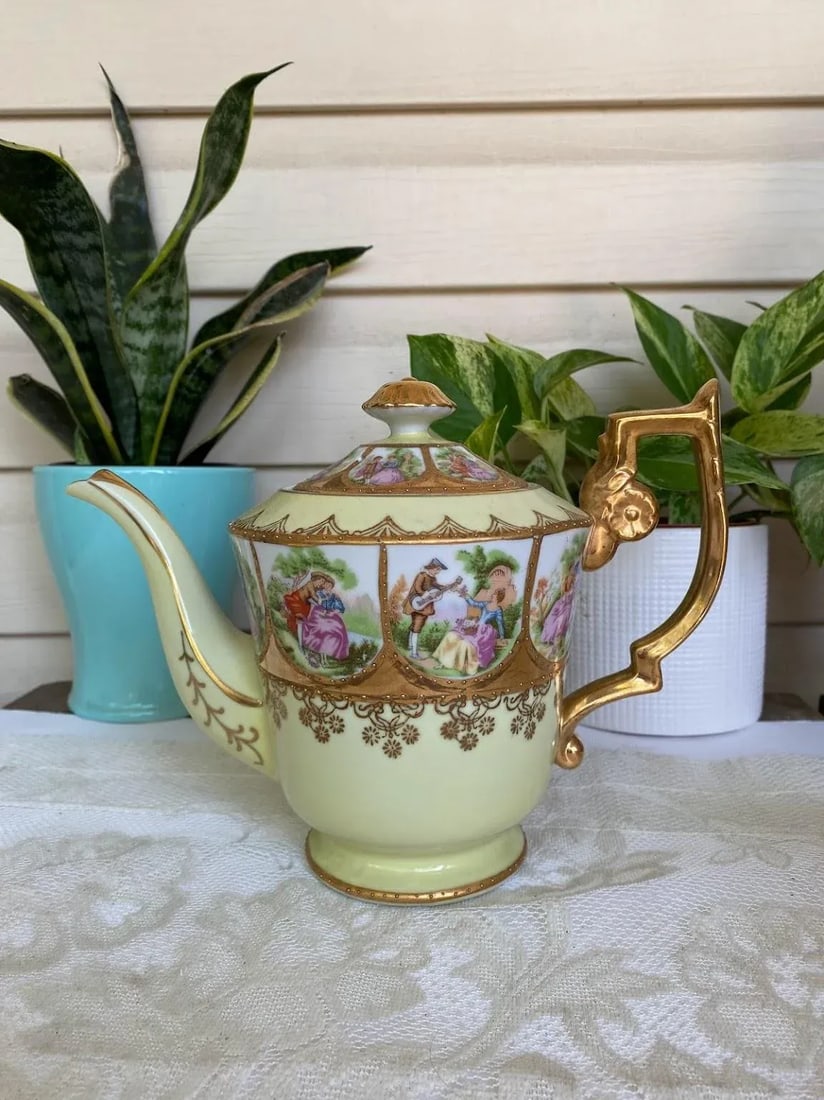 1950s Royal Vienna by Arnart "Love Story" Collection - Tea/Coffee Serving Set, Hand Painted, Courtin - 2