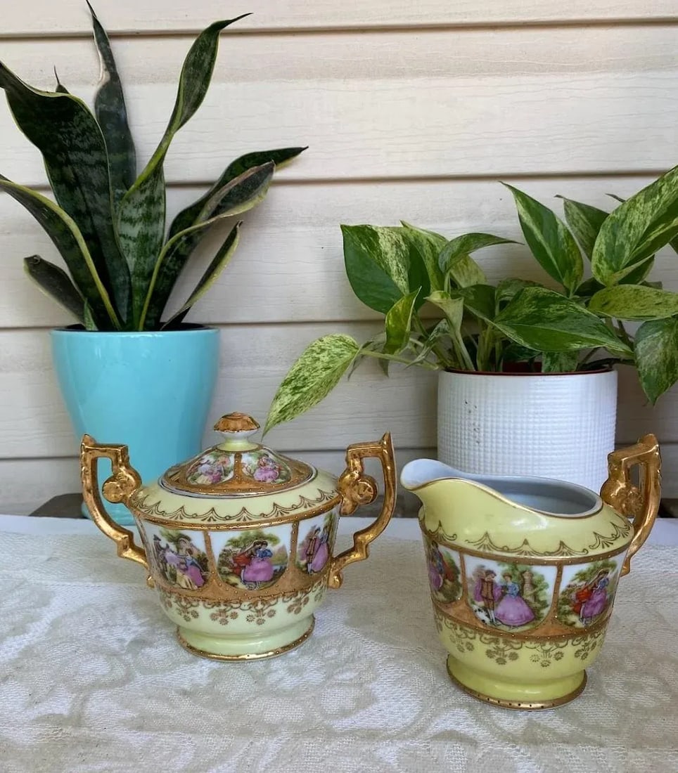 1950s Royal Vienna by Arnart "Love Story" Collection - Tea/Coffee Serving Set, Hand Painted, Courtin - 7
