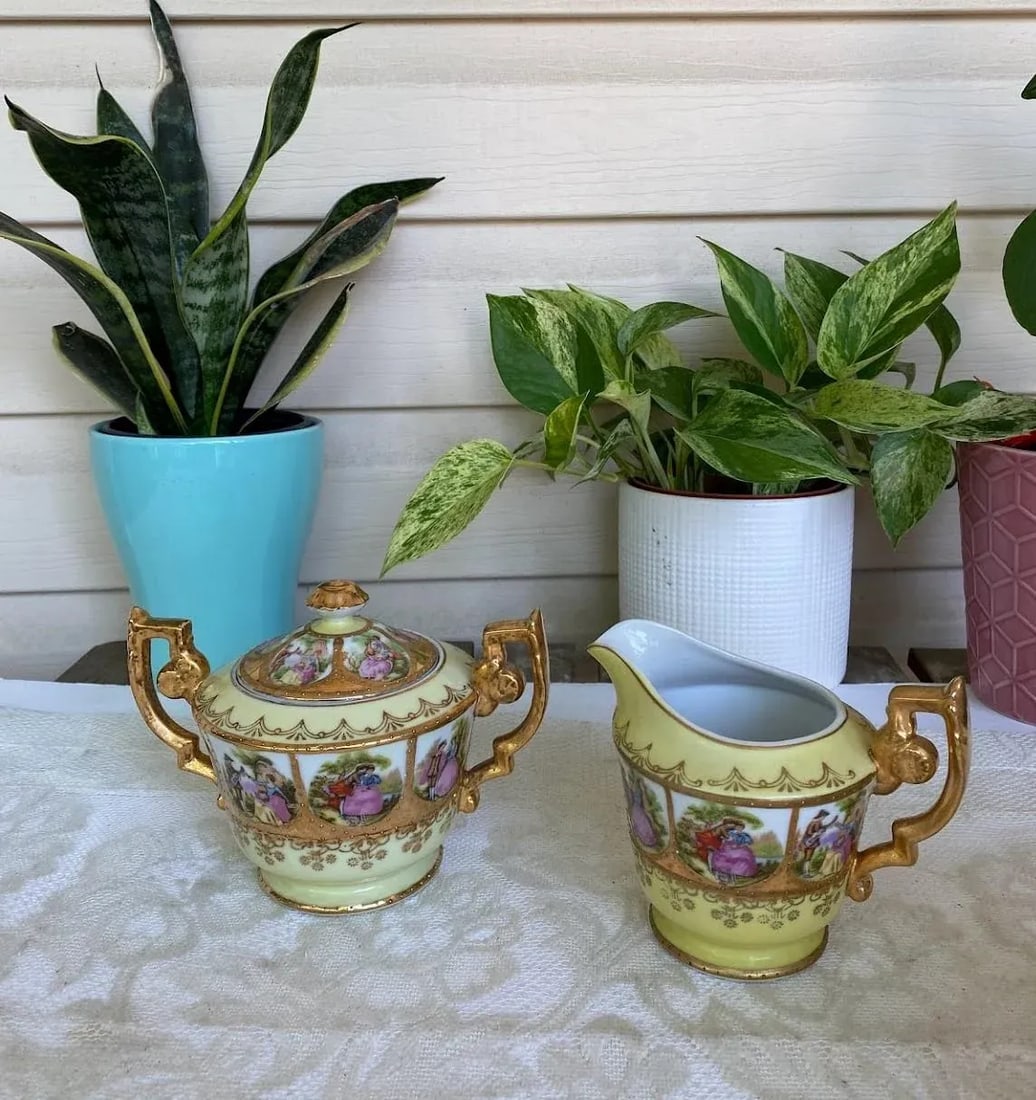 1950s Royal Vienna by Arnart "Love Story" Collection - Tea/Coffee Serving Set, Hand Painted, Courtin - 8