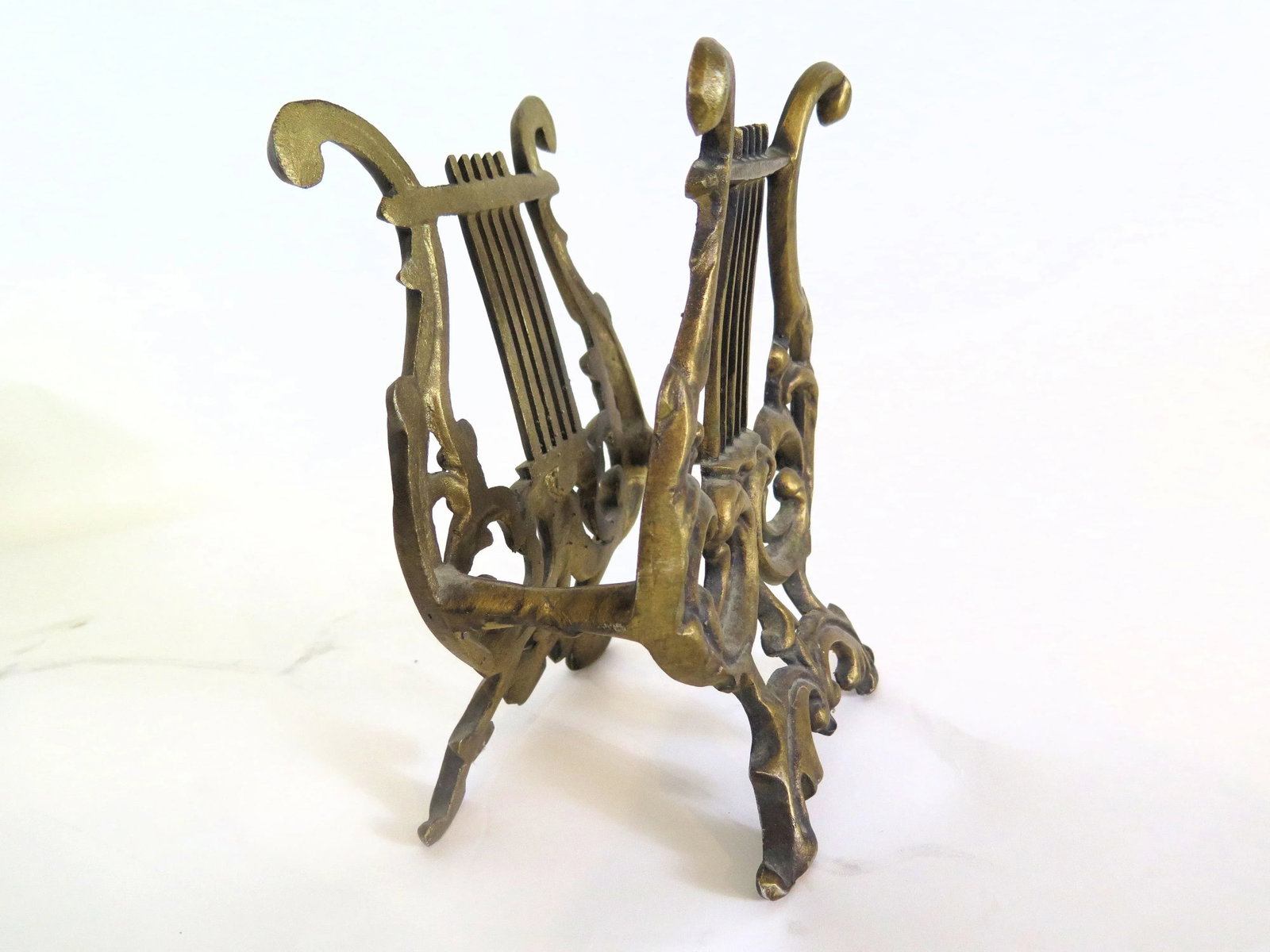 Early Hollywood RegencyBrass and Pot Metal Sheet Music/Magazine Rack - 3