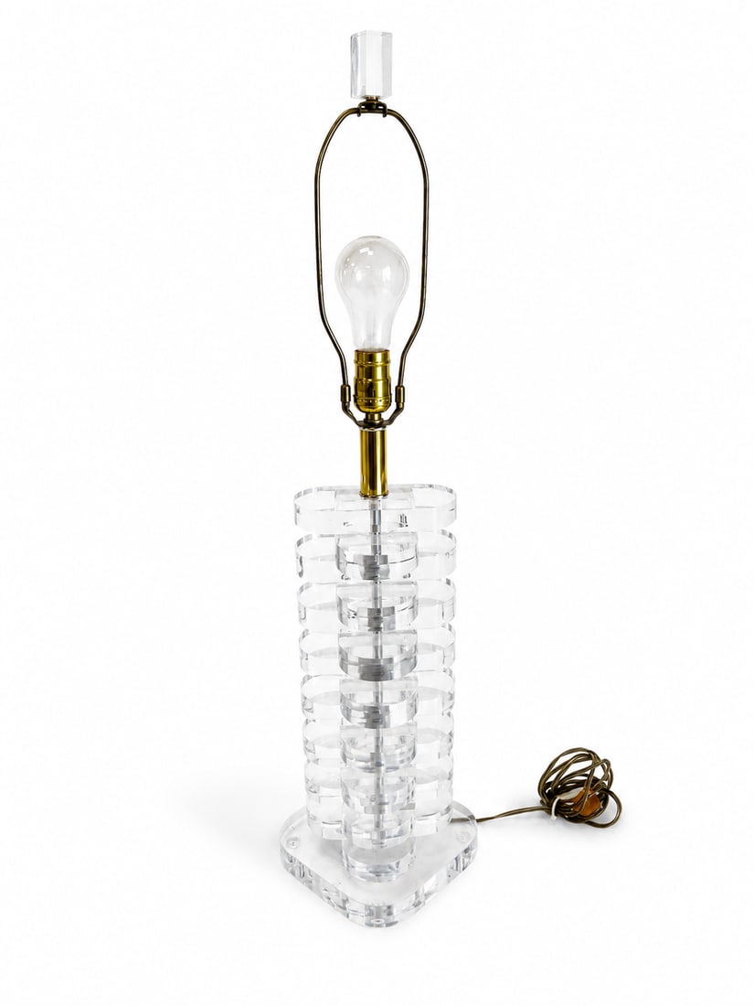 1970s Multi Stacked Lucite Table Lamp - 6