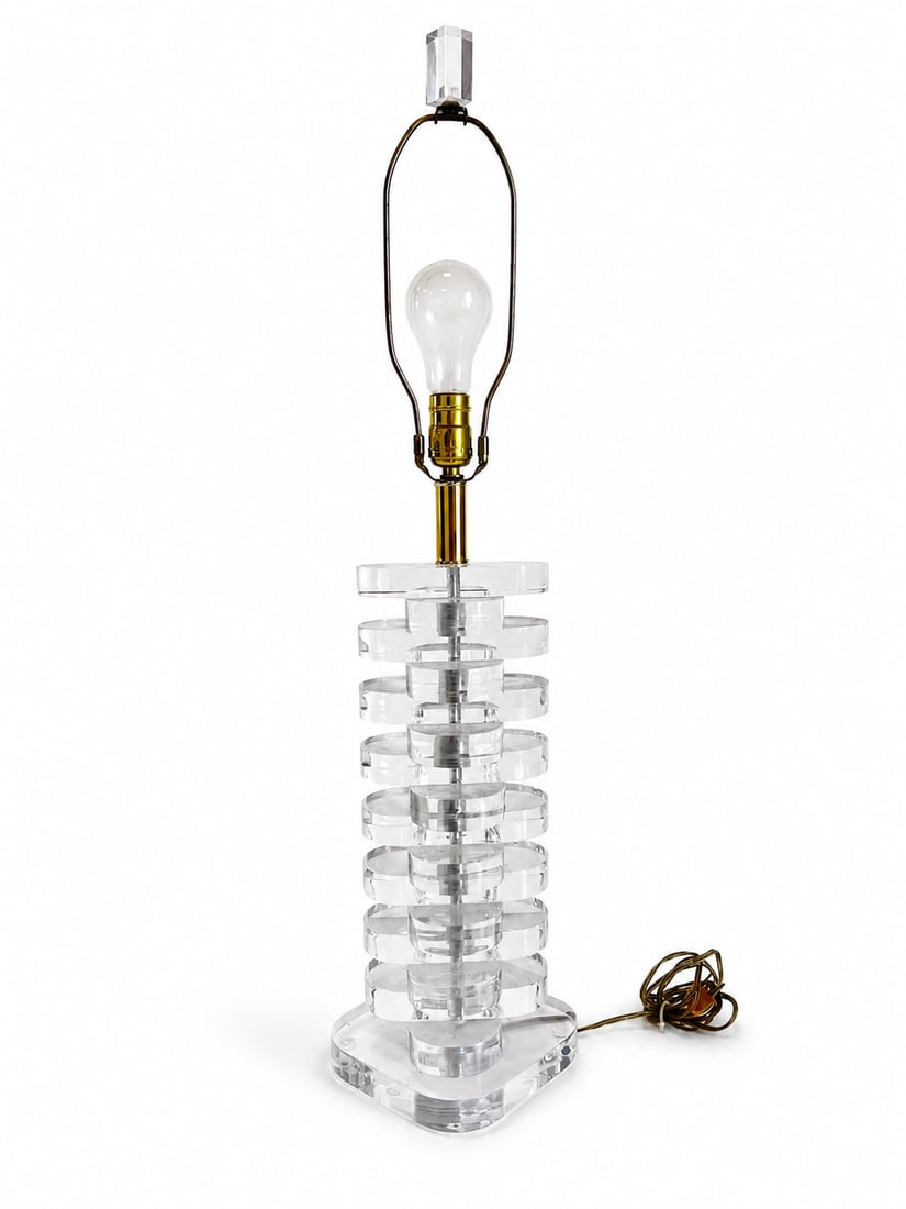 1970s Multi Stacked Lucite Table Lamp - 7